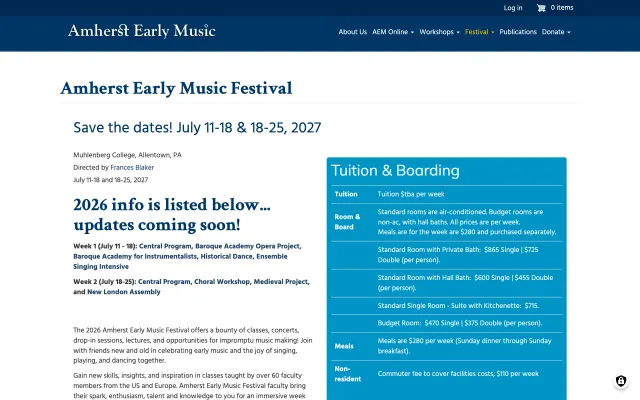 Amherst Early Music Festival page