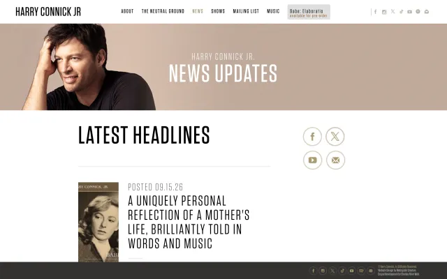 Harry Connick Jr. news updates page