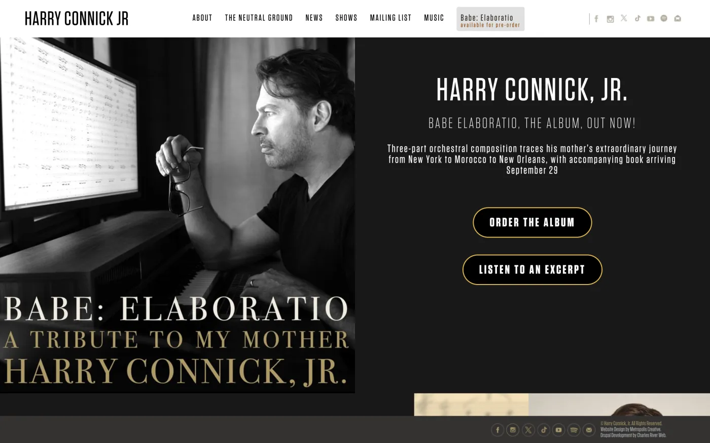 Harry Connick Jr. home page featuring Babe: Elaboratio