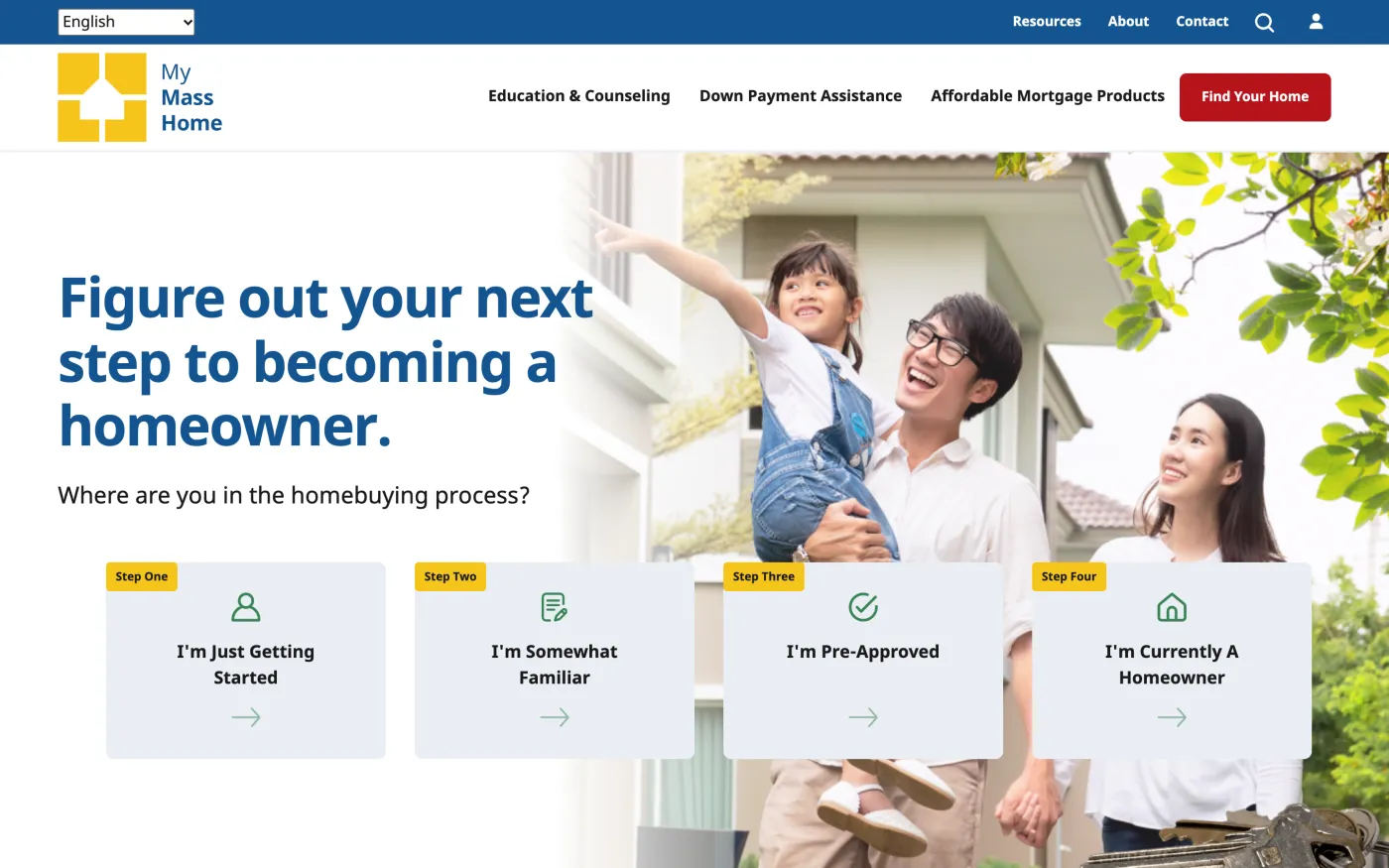 My Mass Home home page: where are you in the homebuying process?
